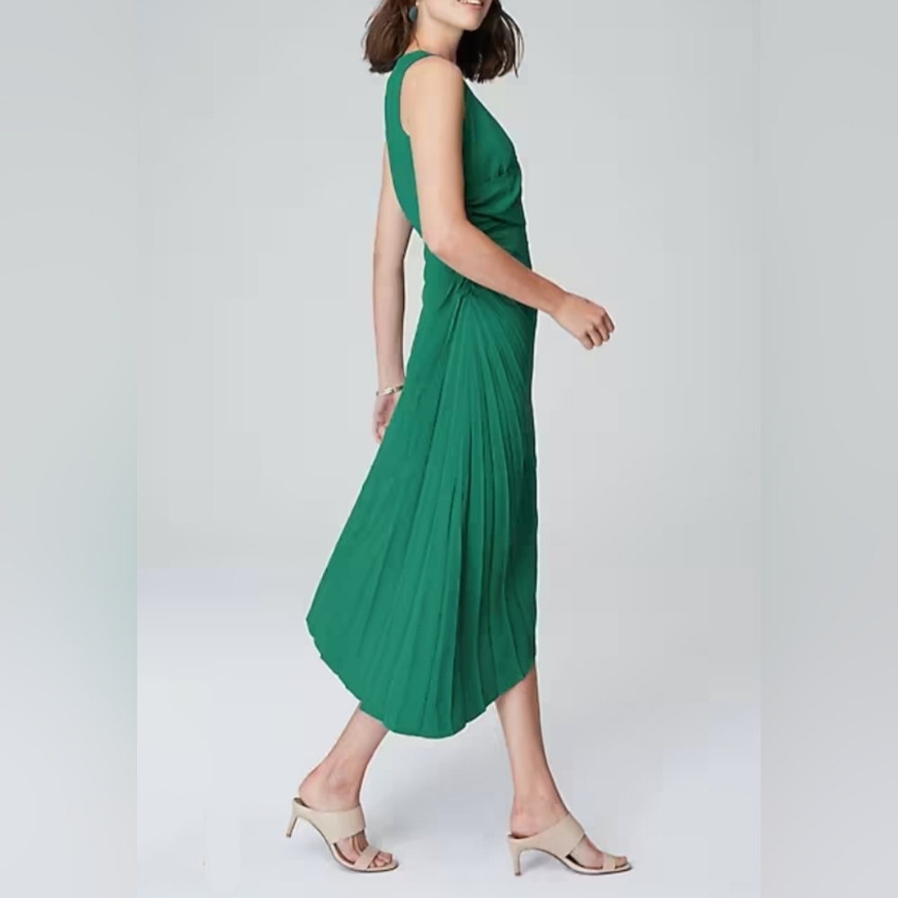 J. Jill (Size 2X) Green Stretch V-Neck Surplice Sleeveless Midi Dress (NEW-NWT) - Picture 14 of 16